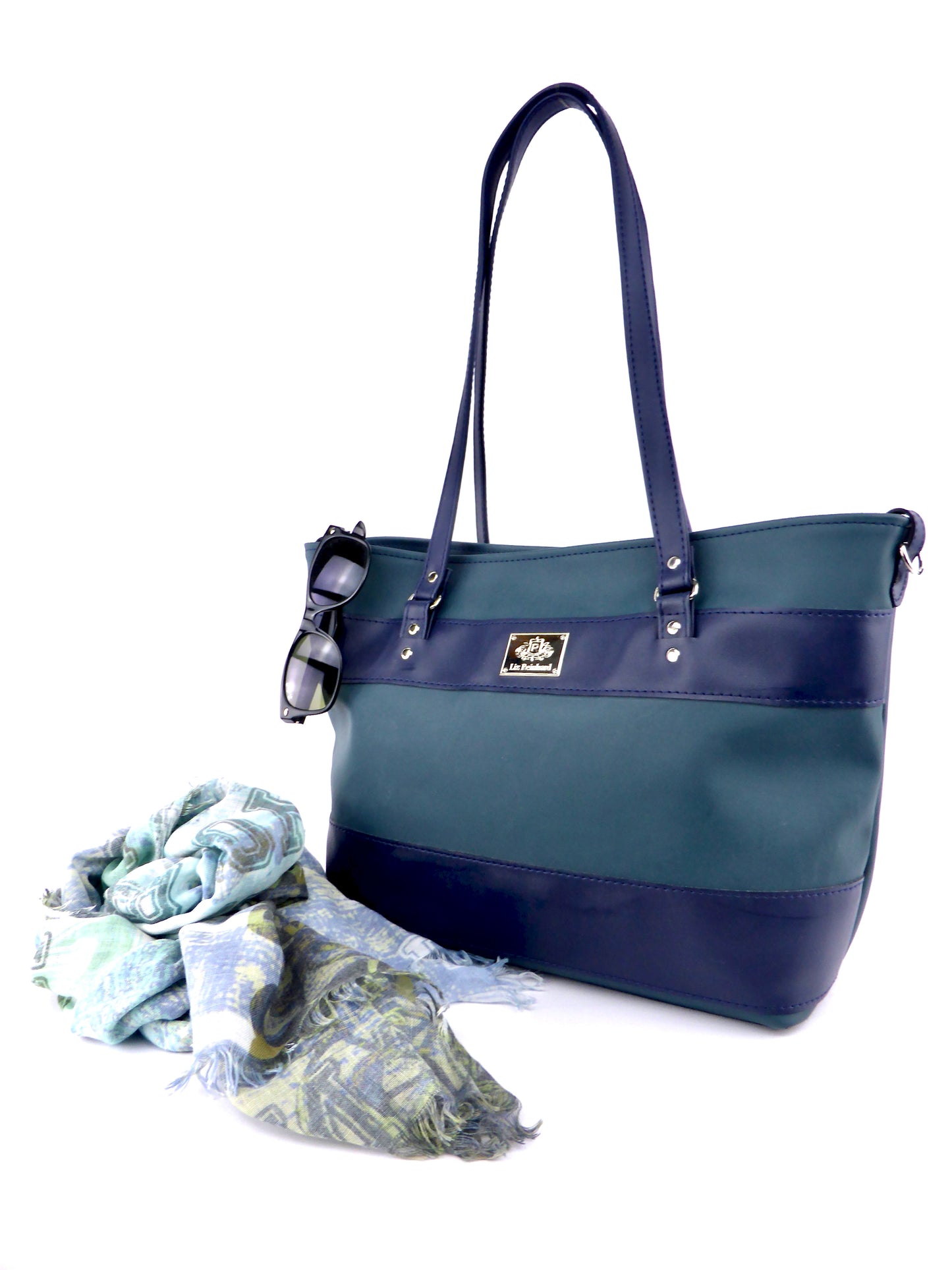 Tote Bag - Blau & grün mit Quaste