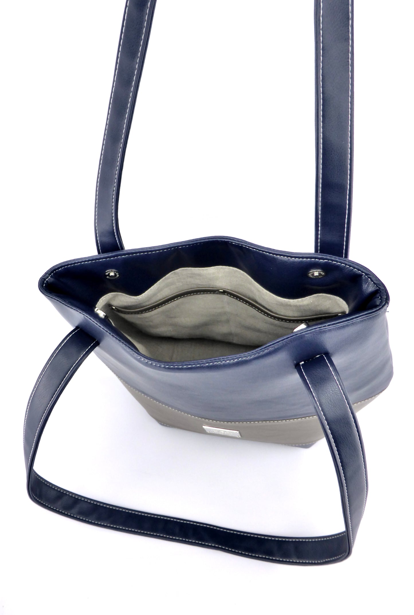 Schultertasche - Blau & Taupe