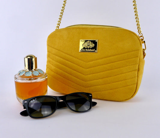 Cross-body Tasche "Oper" in goldgelb mit Schultertragekette in goldfarben