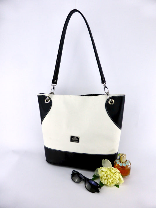 Tote Bag - Creme mit schwarz