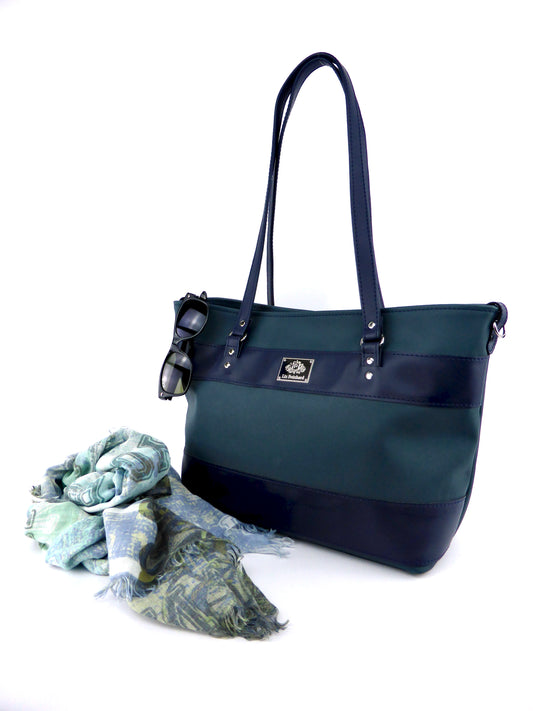 Tote Bag - Blau & grün mit Quaste