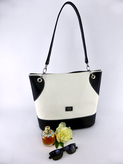Tote Bag - Creme mit schwarz
